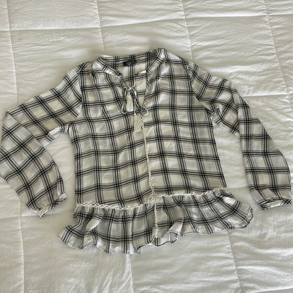 White and grey blouse